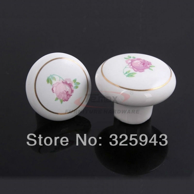 10pcs 38mm Garden Flower White Ceramic Cabinet Porcelain Knobs And Handles Kitchen Dresser Drawer Pulls Furniture [Ceramic pull 13|]