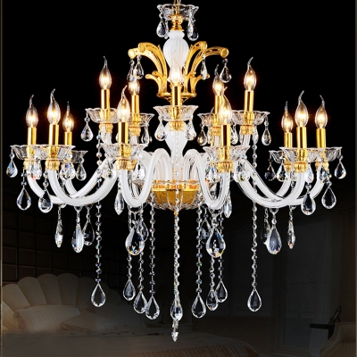 12-lights white modern chandelier lighting crystal gold chandeliers luxury modern k9 crystal chandelier for master room [chandeliers-2282]