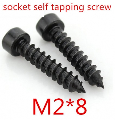 200pcs/lot m2*8 hex socket head self tapping screw grade 10.9 alloy steel with black