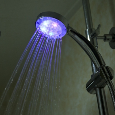 50 pcs/lot led shower head self-power 7 colors flashing jump change bathroom faucet, 5 leds light shower [bathroom-shower-head-4318]