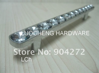 50PCS/ LOT FREE SHIPPING NEWLY-DESIGNED 175 MM CLEAR CRYSTAL HANDLE WITH ALUMINIUM ALLOY CHROME METAL PART