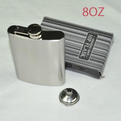 8OZ Stainless Steel Flagon Personalised Gifts 227ML Hip Flask With Filling Funnel