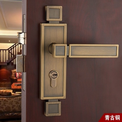 Chinese antique LOCK Antique brass ?Door lock handle ?Double latch (latch + square tongue) Free Shipping(3 pcs/lot) pb19