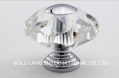 D35mm Free shipping pure brass top quality K9 crystal glass cupboard door drawer knob/wardrobe door knob