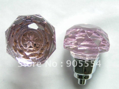 D45mmxH54mm Free shipping pink crystal glass furniture knob/drawer knobs