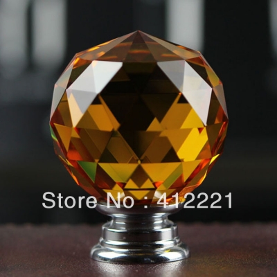 Free shipping 10x 35mm Crystal Amber Orange ROUND Cabinet Knob Drawer Pull Handle Kitchen Door Wardrobe Hardware