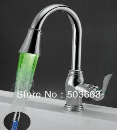 High quality LED FAUCET kitchen mixer tap chrome 3 colors b073 [Kitchen Led Faucet 1689|]