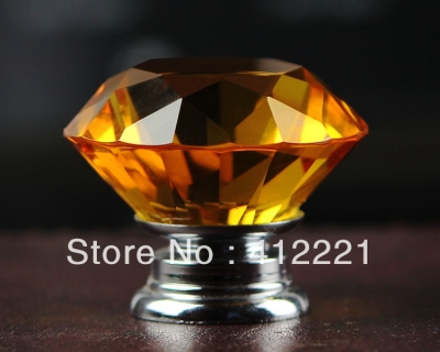NEW Free shipping 10pcs/lot 40mm Amber Cut Diamond Crystal Bedroom Knob for Drawer ?Dresser Bed