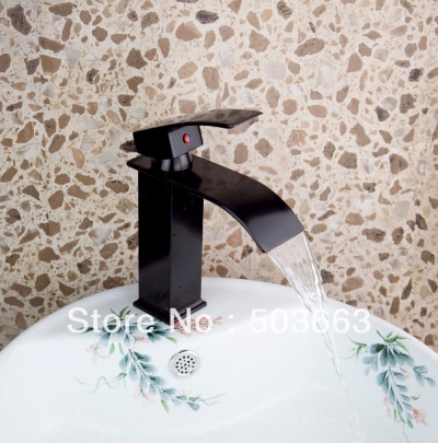 Newly Wholesale Auction Oil Rubbed Bronze Bathroom Basin Sink Waterfall Faucet Mixer Taps Vanity Brass Faucet 8526-4