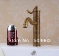 Promotions Single Hole Bathroom Kitchen Basin Faucet Antique Pattern Mixer Tap S-015