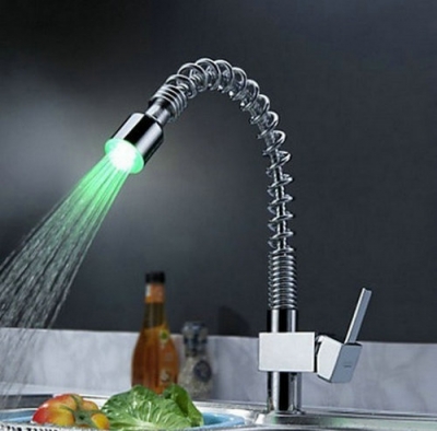 Single Handle LED Pull Out Spray Chrome Mixer Tap Faucet 4 kitchen Bathroom Basin Sink S-686
