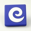 single hole deep blue square with white letter 