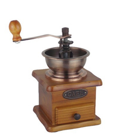 Vintage Mini Old Style Wood Metal Black Coffee Bean CONICAL Grinder Kitchen ?-E267FREE SHIPPING