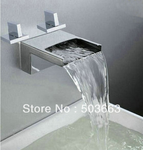 Wholesale 3 Pcs 2 Handle Bathroom Basin Sink Waterfall Faucet Mixer Tap Vanity Faucet Chrome Crane S-093