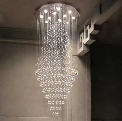 d40/50/60cm remote control luxury k9 crystal chandelier light stainless steel pendente de teto el hall chandelier lighting