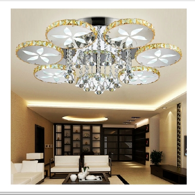 luxury led flush mount round flower crystal ceiling lights fixture for living room led wireless kitchen ceiling plafond lamp [15-crystal-ceiling-lights-7175]