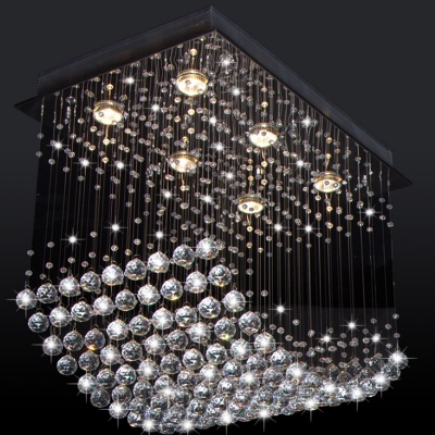 luxury modern led wave clear crystal chandelier light fixture for foyer dining rooom [modern-pendant-light-6681]