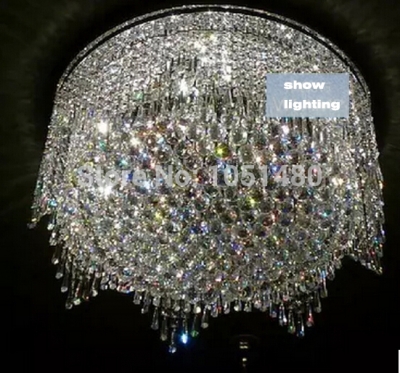 new flush mount luxury modern crystal chandelier living room light fixtures dia800*h350mm
