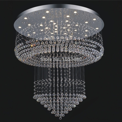 new flush mount modern luxury crystal chandeliers dia80*h200cm lustres el lobby chandelier lighting [modern-crystal-chandelier-5402]
