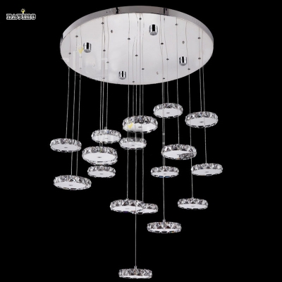 round led crystal ceiling light fixture crystal ring lustre de sala led lamp for stairs staircase hallway, lobby mc05120 [crystal-ceiling-light-7300]