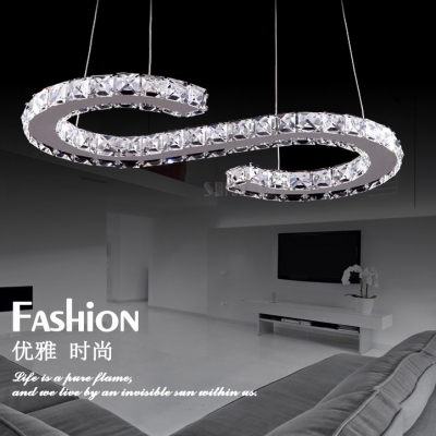 s shape led pendant light crystal lighting 90-260v dinning room, foyer room [pendant-lights-4095]
