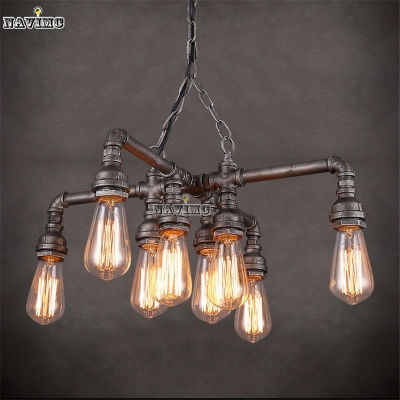 vintage wrought iron water pipe chandelier bar restaurant themed clubs creative antique hanging lamps [modern-pendant-light-6427]