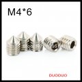 100pcs din914 m4 x 6 a2 stainless steel screw cone point hexagon hex socket set screws