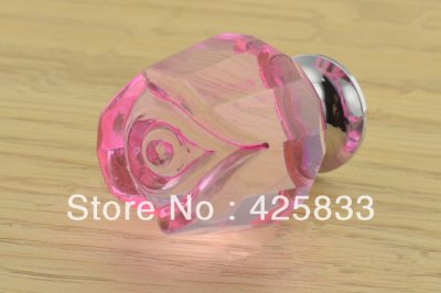 10pcs K9 Pink Crystal Rose Pulls Kitchen Handle Drawer Pink Dresser Knobs Modern Silver Closet Hardware Colorful Furniture Knob [Crystal knobs 2|]