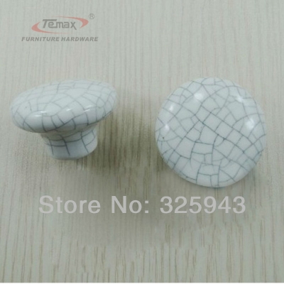 10pcs New Countryside White Crack Ceramic Knobs And Pulls Dresser Drawer Handles Furniture Cabinet