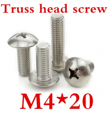 200ps/lot stainless steel m4*20 cross recessed truss head machine screw