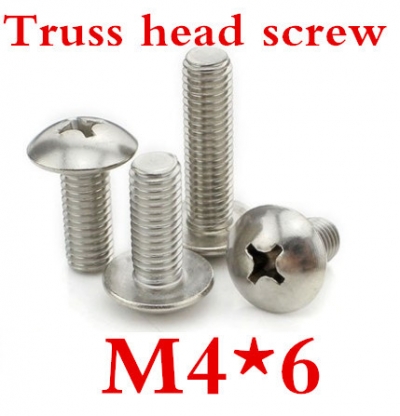 200ps/lot stainless steel m4*6 cross recessed truss head machine screw