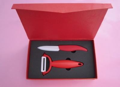 2PCS/SET 3"+Peeler High Quality Kitchen Chef Vegetable Fruit Ceramic Knife Knives Set Red Handle