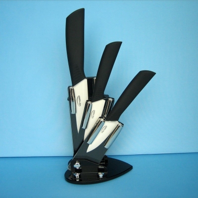 3" 4" 5" inch Black Handle Paring Fruit Utility Kitchen Ceramic Knife Sets + Peeler + Acrylic Block Holder,Free Shipping [3+4+5+Holder+Peeler 32|]