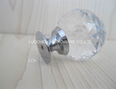 30 PCS / LOT FREE SHIPPING 40MM CLEAR CUT CRYSTAL KNOBS ON SMALL CHROME BRASS BASE [Crystal Cabinet Knobs 141|]