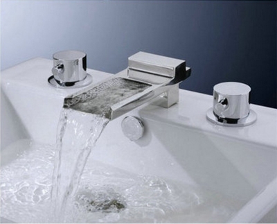 5 Pisces Waterfall Bathroom Basin Mixer Tap Bathtub Three Piece Faucet Set YS-8909k