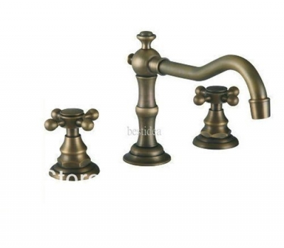 Antique Brass Two Handle Widespread Bathroom Vanity Faucet Sink Lavatory Basin Sink Faucet Y-6621
