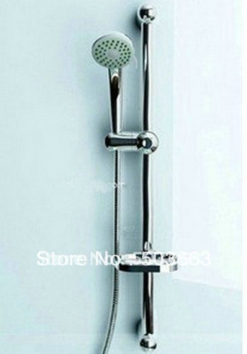 Bathroom Handheld Shower With Soap Dish Holder Shower Rail Faucet Set CM0629