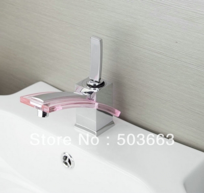 Beautiful Waterfall Glass Spout Bathroom Basin Mixer Tap Faucet Vanity Faucet L-5619