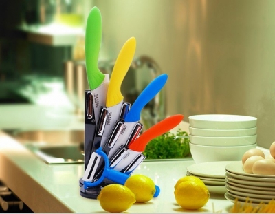 Chef Kitchen Cutlery Colorful Ceramic knives Set 3inch+4inch+5inch+6inch+Holder+Peeler