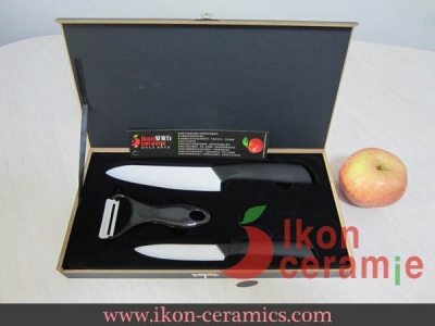 China Knives - 3pcs/Ceramic Knife Set,4"/6"/Peeler IKON Ceramic Knife.(AJ-P3MW-BB)