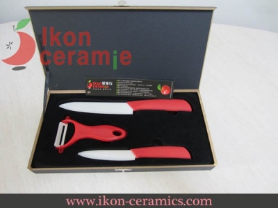 China Knives - 3pcs/Ceramic Knife Set,4"/6"/peeler IKON Ceramic Knife.(AJ-P3MW-BR)