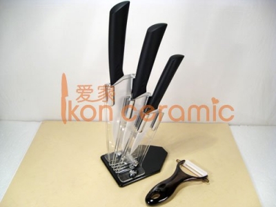 China Knives - 5pcs/Ceramic Knife Set, 4"/5"/6"/peeler with a Ceramic Knife Holder.(AJ-5DP-CB) [Ceramic Knife Holder 116|]