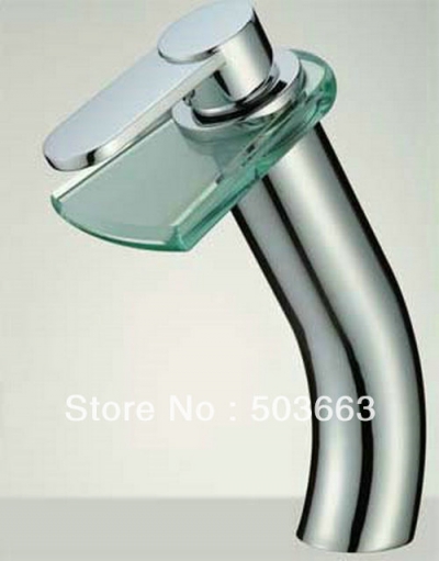 Chrome&Glass Waterfall Bathroom Sink Faucet Mixer Tap Basin Faucet Vessel Tap Sink Faucet L-0182 [Bathroom faucet 354|]