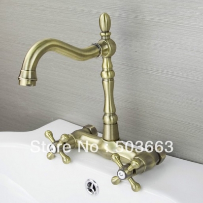 Classic Antique Brass Bathroom Faucet Basin Sink Spray Single Handle Mixer Tap S-878