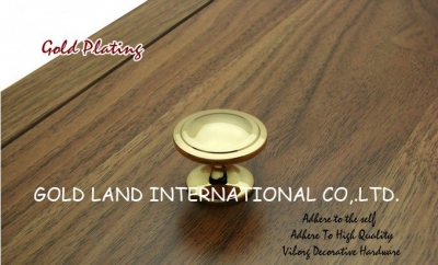 D29xH24mm Free shipping zinc alloy be plating 24K golden cabinet knob