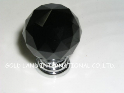 D40mm Free shipping black K9 crystal kitchen knob/bedside cupboard knob