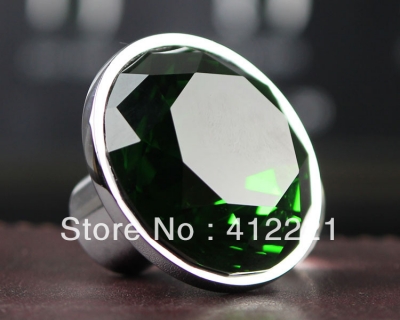 Free Shipping 10pcs Green 40mm whole Diamond Crystal Furniture Handle Pull in brass ACCEPT OTHER COLOR