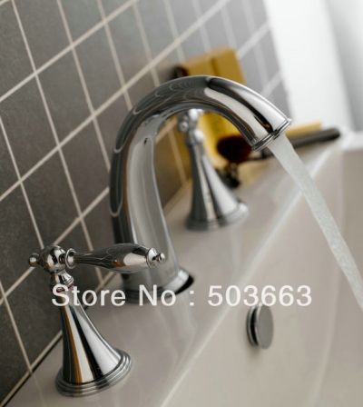 Luxury 3. piece Set Faucet Bathroom Mixer Deck Mounted Sink Tap Basin Faucet Set Chrome Finish L-304