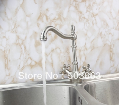 New Design Wholesale 2 Handle Design Nickel Brushed Kitchen Sink Faucet Vanity Mixer Tap Crane S-135