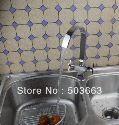 Novel 2 Handle Surface Mount Kitchen Swivel Sink Faucet Brass Vanity Mixer Tap L-1053 [Kitchen Faucet 1659|]